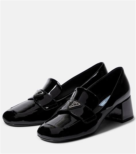 prada patent leather loafer pumps|prada block heel pumps.